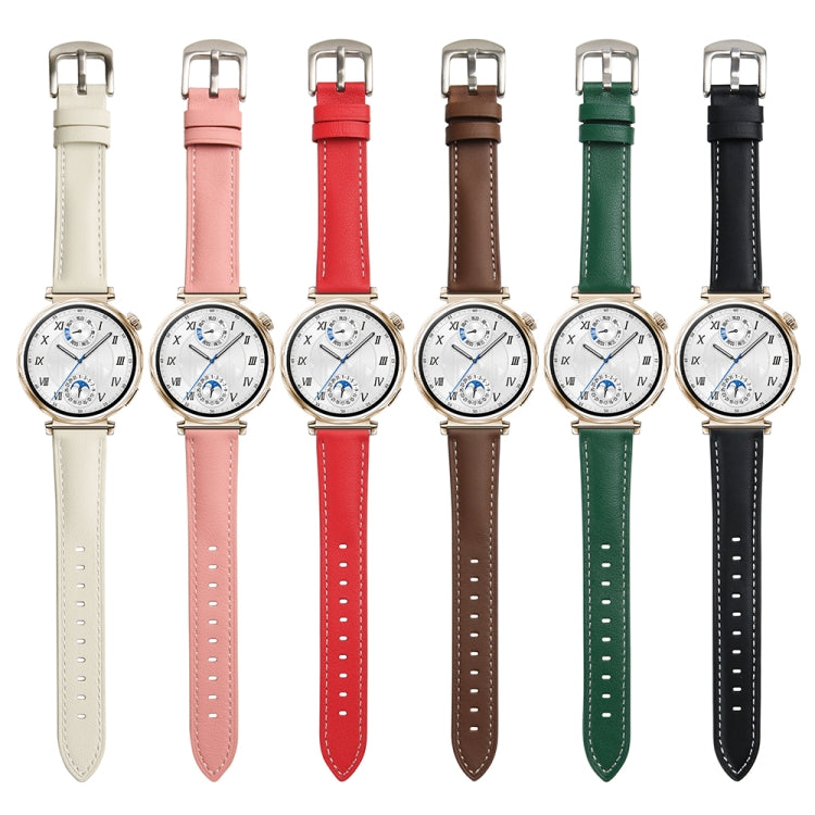 For Huawei Watch GT 5 41mm Women Silver Buckle Genuine Leather Watch Band(Brown) by bashfashion