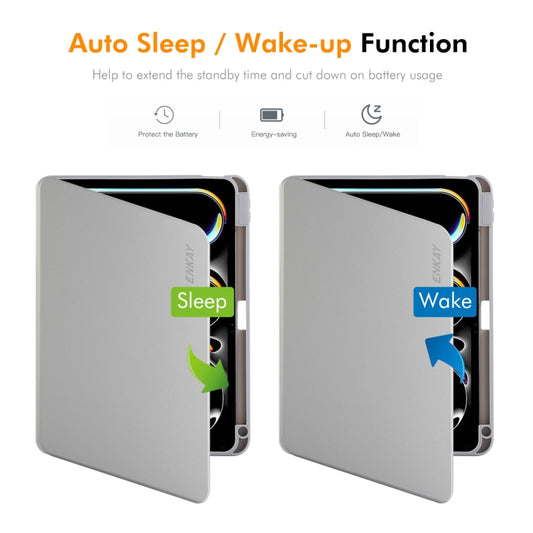 For iPad Pro 12.9 2022/ Air 13 2025 / 2024 ENKAY 360 Rotation TPU Leather Smart Tablet Case with Pen Slot(Black) by ENKAY