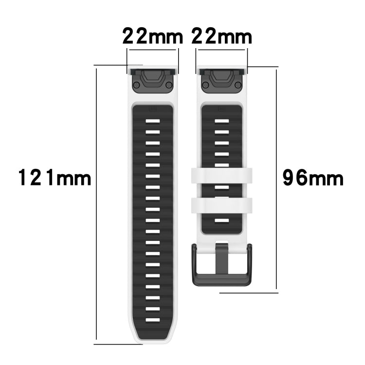 For Garmin Fenix 8 AMOLED 47mm Dual Color Quick Release Steel Buckle 22mm Silicone Watch Band(White+Black) by bashfashion