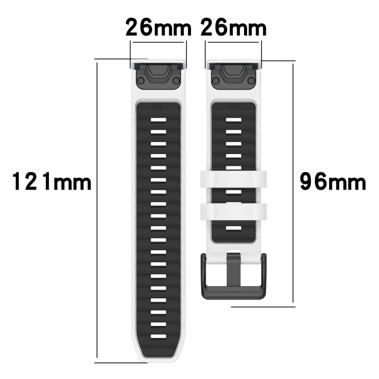 For Garmin Fenix 8 MIP 51mm Dual Color Quick Release Steel Buckle 26mm Silicone Watch Band(White+Black) by bashfashion