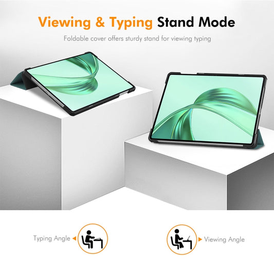 For Honor Pad X8a 11 ENKAY Tri-fold Custer Texture Leather Stand Tablet Case(Grey) by ENKAY