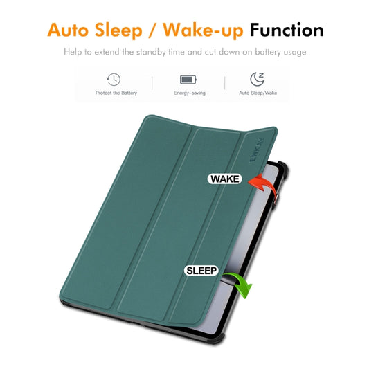 For OnePlus Pad 2 / Pad Pro 12.1 ENKAY Tri-fold Custer Texture Platic Leather Smart Tablet Case(Dark Green) by ENKAY