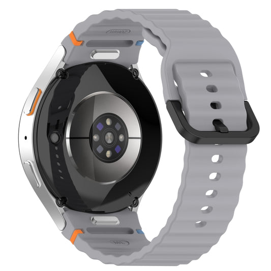 For Samsung Galaxy Watch 7 40 / 44mm Wavy Grain Stitched Black Buckle Silicone Watch Band(Space Gray) by bashfashion