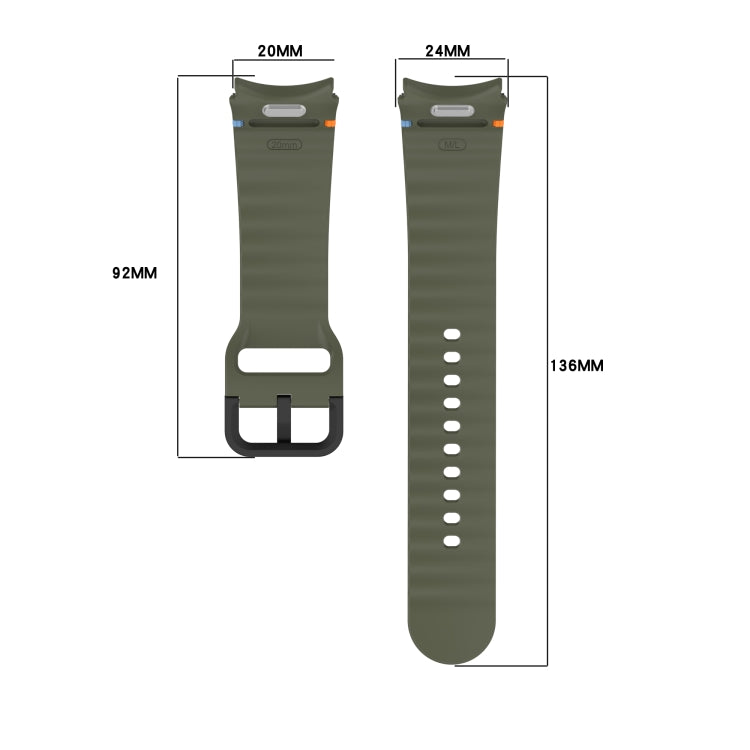 For Samsung Galaxy Watch 5 Pro Wavy Grain Stitched Black Buckle Silicone Watch Band(Starlight) by bashfashion