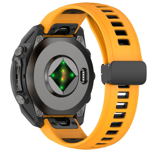 For Garmin Fenix 8 AMOLED 43mm Two Color Magnetic Silicone Watch Band(Orange+Black) by bashfashion