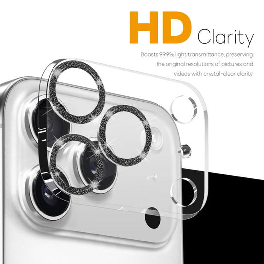 For iPhone 17 Pro Max NORTHJO Camera Lens Protector Glitter Ring 3D Tempered Glass Film(Black) by NORTHJO