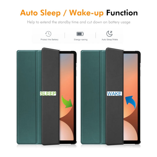 For Samsung Galaxy Tab S10+ / S9+ / S9 FE+ ENKAY Tri-fold Custer Texture Plastic Leather Smart Tablet Case with Pen Slot(Dark Blue) by ENKAY