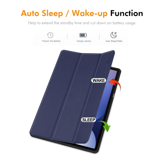 For Samsung Galaxy Tab S10+ / S9+ / S9 FE+ ENKAY Tri-fold Custer Texture TPU Leather Smart Tablet Case with Pen Slot(Black) by ENKAY