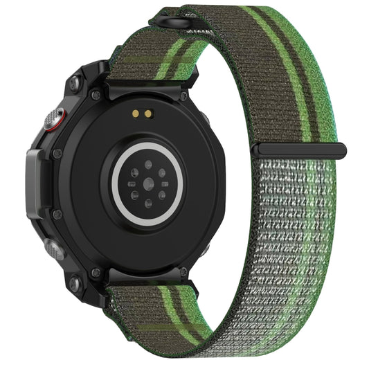 For Amazfit T-Rex 3 Two Tone Nylon Hook and Loop Fastener Watch Band(Blackish Green) by bashfashion