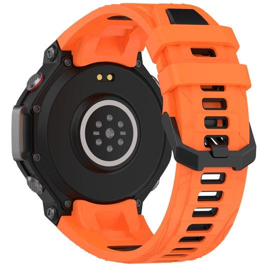 For Amazfit T-Rex 3 Two Tone Needle Buckle Silicone Watch Band(Orange Black) by bashfashion
