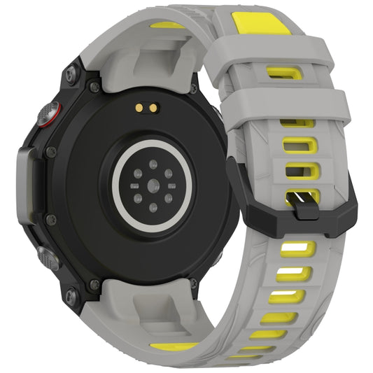 For Amazfit T-Rex 3 Two Tone Needle Buckle Silicone Watch Band(Gray Yellow) by bashfashion