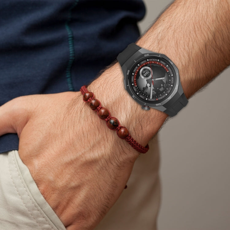 For Huawei Watch GT 5 Pro 46mm Black Steel Buckle Liquid Silicone Watch Band(White) by bashfashion