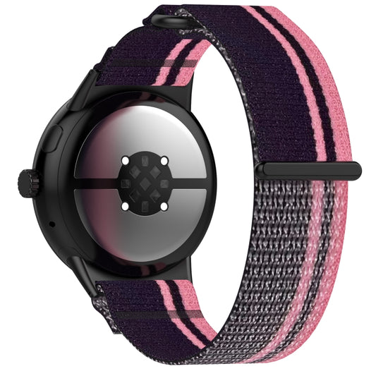 For Google Pixel Watch 3 41mm Nylon Woven Hook and Loop Fastener Watch Band(Pink Purple) by bashfashion