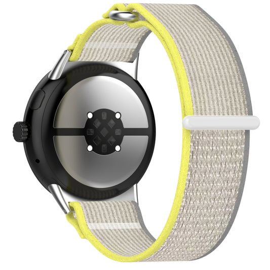 For Google Pixel Watch 3 41mm Nylon Woven Hook and Loop Fastener Watch Band(Yellow Gray) by bashfashion