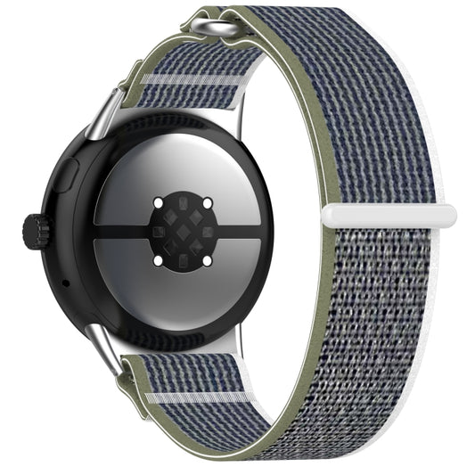 For Google Pixel Watch 3 41mm Nylon Woven Hook and Loop Fastener Watch Band(Green Gray) by bashfashion