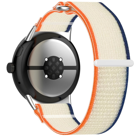 For Google Pixel Watch 3 45mm Nylon Woven Hook and Loop Fastener Watch Band(Orange Creamy White) by bashfashion