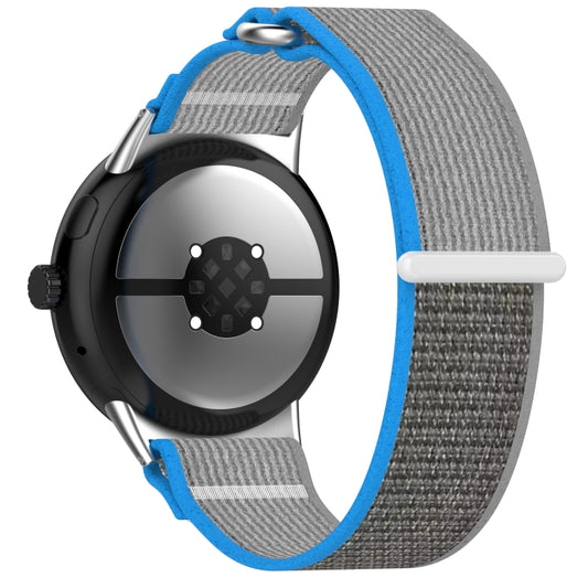 For Google Pixel Watch 3 45mm Nylon Woven Hook and Loop Fastener Watch Band(Blue Gray) by bashfashion