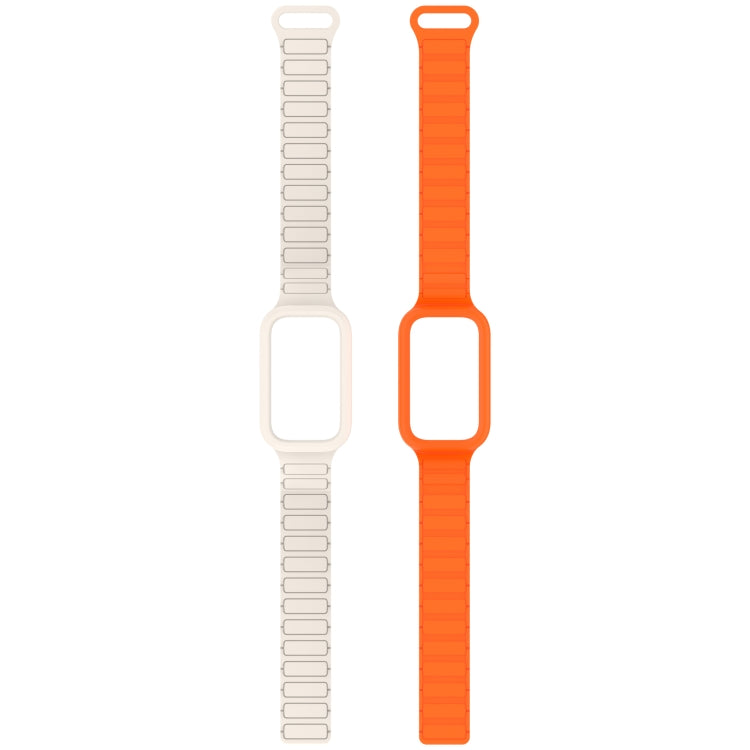 For Xiaomi Band 9 Active Dual Color Soft Case Integrated Magnetic Silicone Watch Band(Dark Green Black) by bashfashion