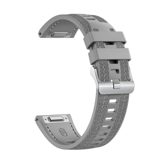 For Samsung Galaxy Watch 3 45mm Push Connector 22mm Hybrid Nylon Silicone Watch Band(Gray) by bashfashion