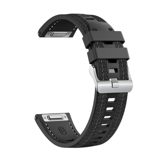 For Garmin Venu 3 Push Connector 22mm Hybrid Nylon Silicone Watch Band(Black) by bashfashion