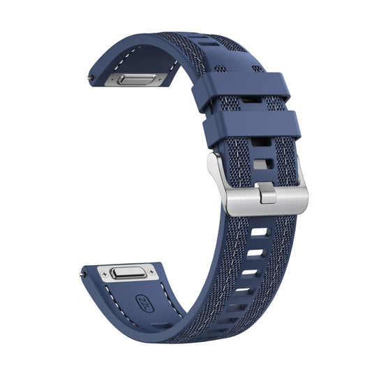 For COROS Pace 3 Push Connector 22mm Hybrid Nylon Silicone Watch Band(Dark Blue) by bashfashion