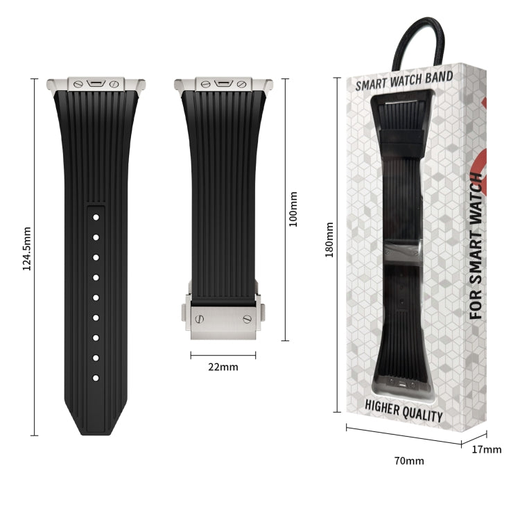 For Samsung Galaxy Watch Ultra 47mm / Ultra 2025 Black Connector Black Buckle Silicone Watch Band(Black) by bashfashion