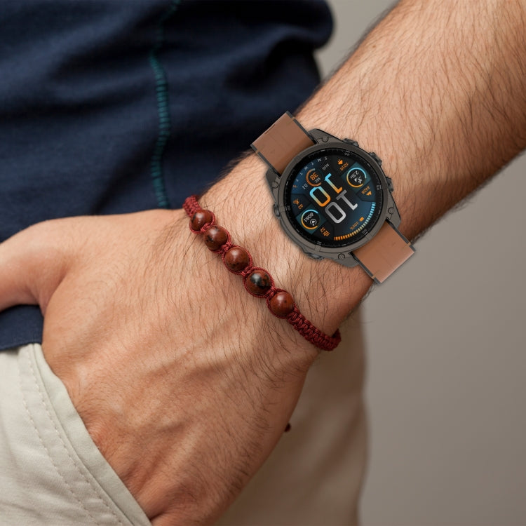 For Garmin Fenix 8 AMOLED 51mm Quick Release Buckle 26mm Silicone Leather Watch Band(Orange) by bashfashion