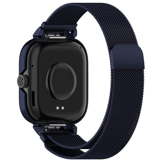 For Redmi Watch 5 Metal Frame Watch Case Integrated Milan Magnetic Steel Mesh Watch Band(Midnight Blue) by bashfashion