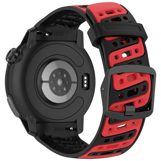 For COROS PACE Pro S Shape Dual Color Quick Release Silicone Watch Band(Black Red) by bashfashion