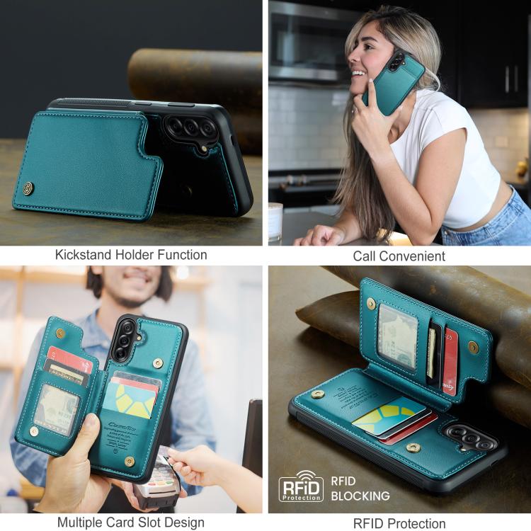 For Samsung Galaxy A36 CaseMe C22 Card Slots Holder RFID Anti-theft Phone Case(Green) by CaseMe