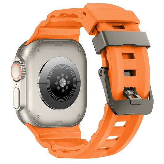 For Apple Watch 46mm / 49mm / 45mm / 44mm Wild Path Grey Buckle Thickened Silicone Watch Band(Orange) by bashfashion
