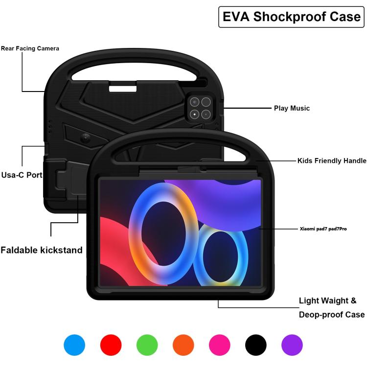 For Xiaomi Pad 7 / 7 Pro Sparrow Style Shockproof Kickstand EVA Tablet Case(Black) by bashfashion