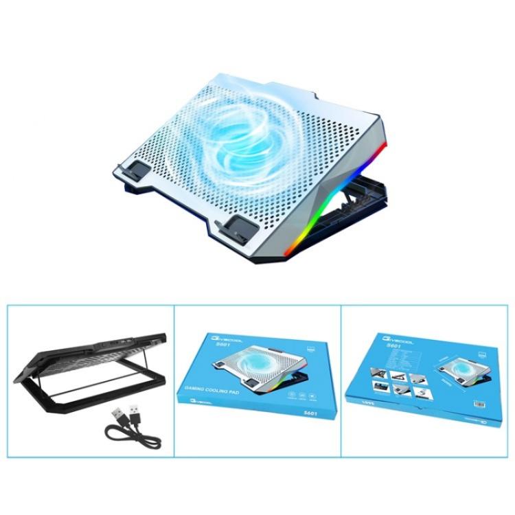 S601 RGB Light Notebook Cooler Adjustable Height Gaming Laptop Cooling Pad by bashfashion