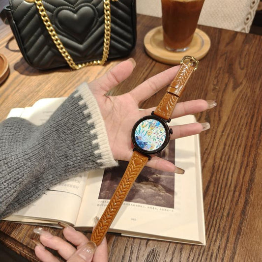 For Huawei Watch GT 3 42mm Heart-Shaped Embossed 20mm Leather Watch Band(Brown) by bashfashion