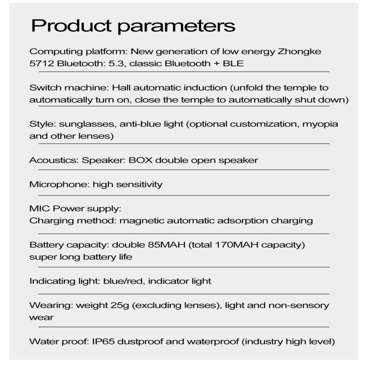 W100 Smart Glasses, Support AI Conversation / AI Intelligent Translation / Bluetooth Call(Black) by bashfashion