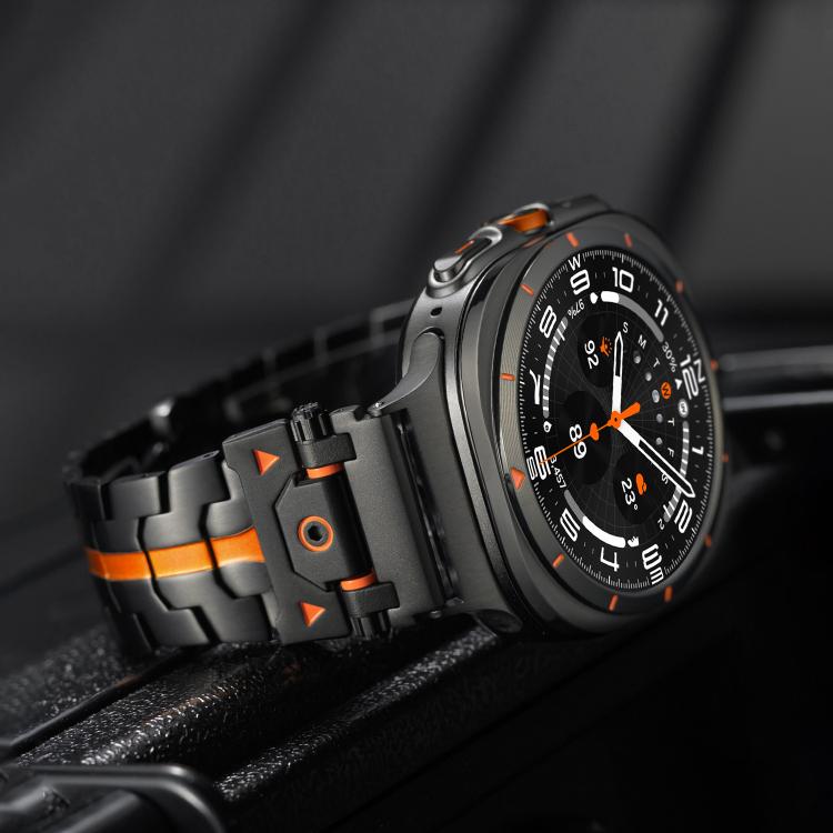 For Samsung Galaxy Watch Ultra / Ultra 2025 Stainless Steel Butterfly Buckle Metal Watch Band(Titanium Color Orange) by bashfashion