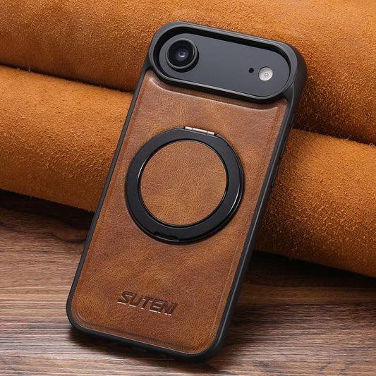 For iPhone Air Suteni G3 Oil Wax 360 Rotation Holder MagSafe Back Phone Case(Brown) by Suteni