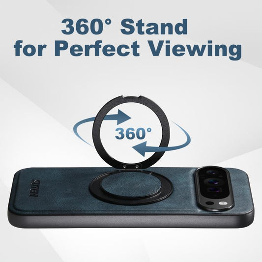 For Google Pixel 9 Suteni G3 Oil Wax 360 Rotation Holder MagSafe Back Phone Case(Blue) by Suteni