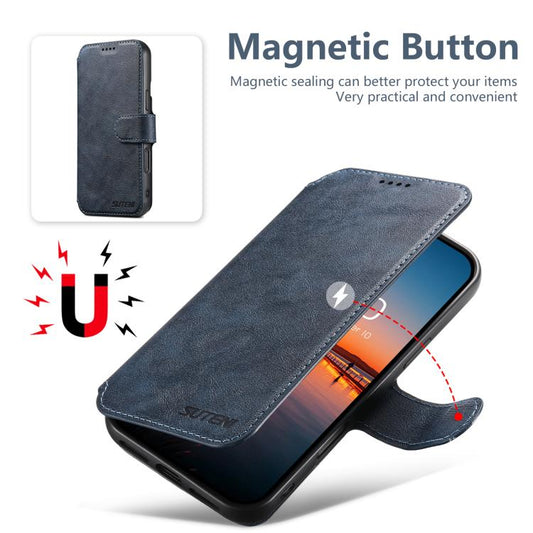 For iPhone 16 Suteni Q05 2-in-1 Multi-function Detachable Wallet MagSafe Phone Case(Blue) by Suteni