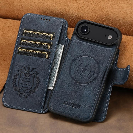 For iPhone Air Suteni Q05 2-in-1 Multi-function Detachable Wallet MagSafe Phone Case(Blue) by Suteni