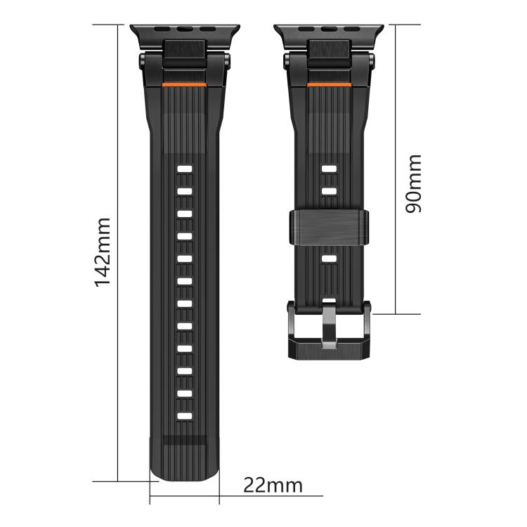 For Apple Watch 46mm / 49mm / 45mm / 44mm Stainless Steel Connector Vertical Grain TPU Watch Band(Army Green) by bashfashion