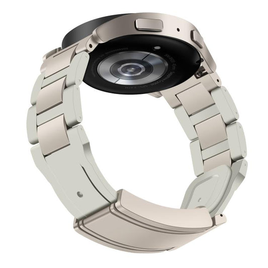 22mm Folding Magnetic Buckle Stainless Steel Rubber Watch Band(White+Starlight) by bashfashion