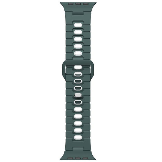 For Apple Watch 46mm / 49mm / 45mm / 44mm Two Tone Silicone Watch Band(Dark Night Green+White) by bashfashion