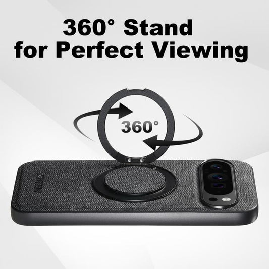 For Google Pixel 10 Suteni G3 360 Rotation Holder MagSafe Denim Leather Back Phone Case(Black) by Suteni