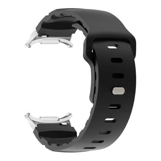 For Samsung Galaxy Watch Ultra 47mm / Ultra 2025 Silver Connector Reverse Buckle Fluororubber Watch Band(Black) by bashfashion