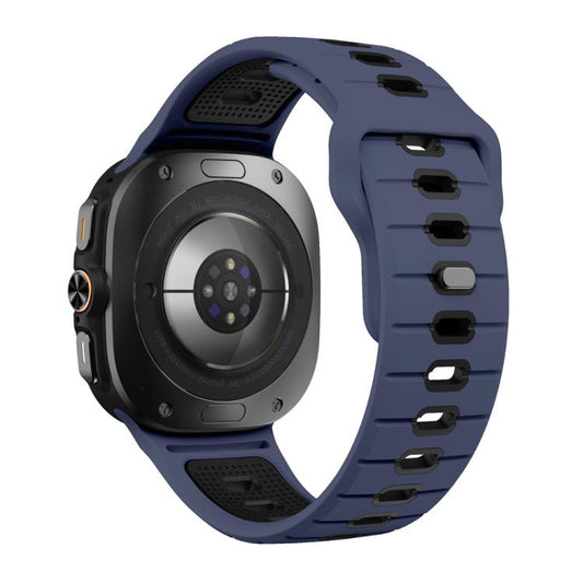 For Samsung Galaxy Watch Ultra 47mm / Ultra 2025 Horizontal Stripes Reverse Buckle Silicone Watch Band(Midnight Blue Black) by bashfashion