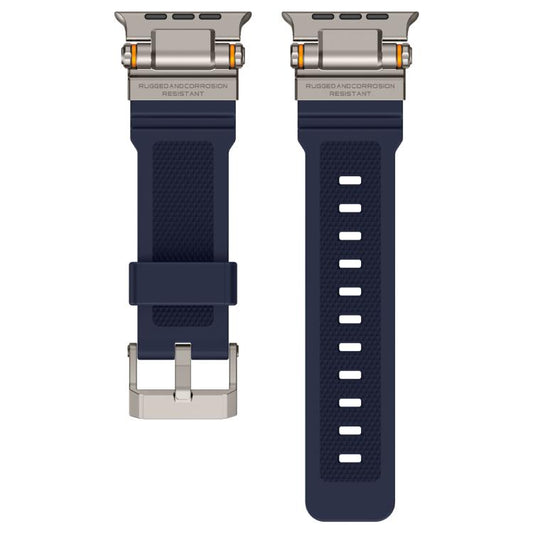 For Apple Watch 42 / 44 / 45 / 46 / 49mm Metal Connector Explorer Silicone Watch Band(Titanium Blue) by bashfashion