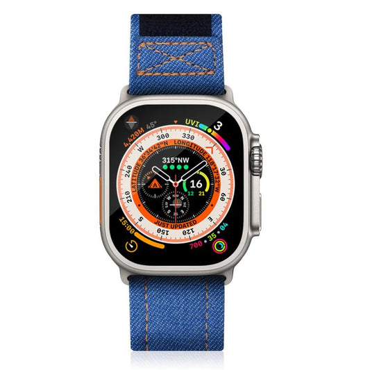For Apple Watch 42mm / 41mm / 40mm / 38mm Kalebol Cool Denim Nylon Hook and Loop Fastener Watch Band(Blue) by Kalebol