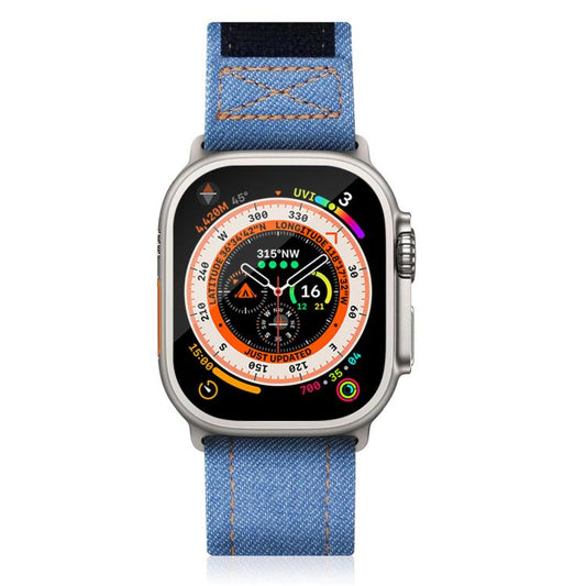 For Apple Watch 42mm / 41mm / 40mm / 38mm Kalebol Cool Denim Nylon Hook and Loop Fastener Watch Band(Dark Blue) by Kalebol