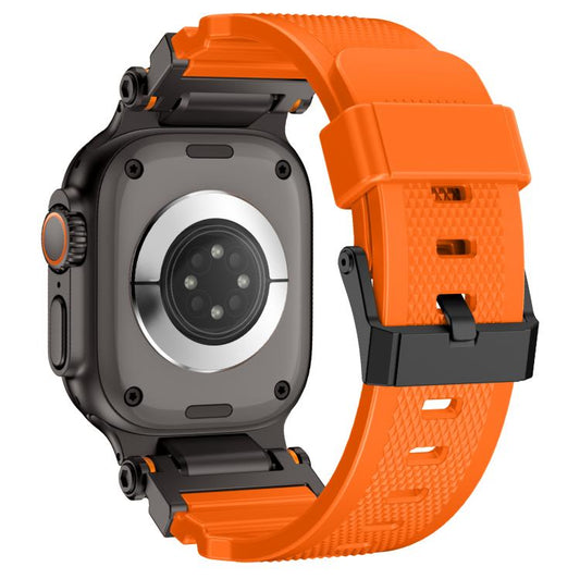 For Apple Watch 46mm / 49mm / 45mm / 44mm Kalebol Outdoor Explorer Metal Connector TPU Watch Band(Black Orange) by Kalebol